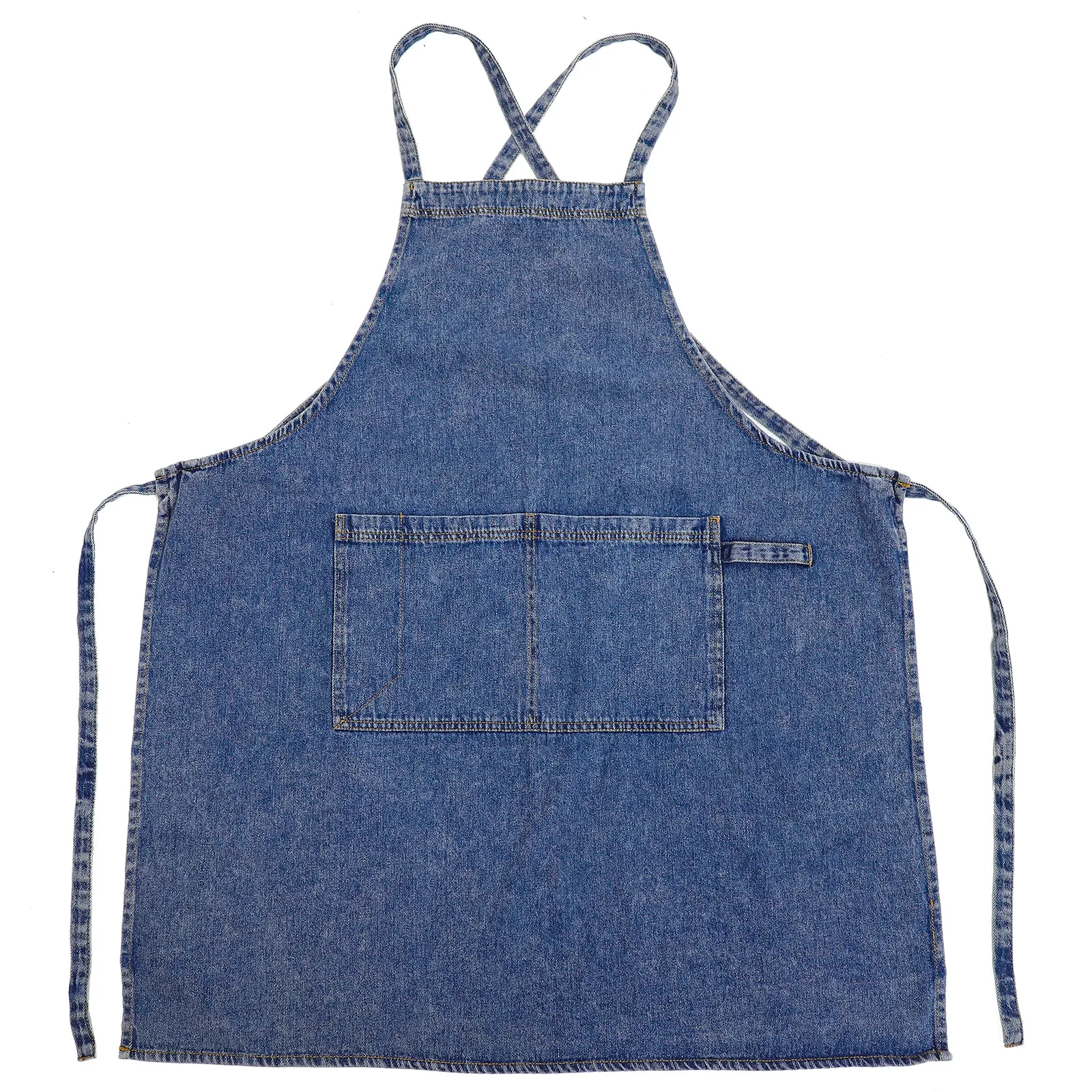 

Thick Denim Apron Adjustable Strap Cooking Apron Kitchen Bbq Protective Aprons with Convenient Pocket for Women