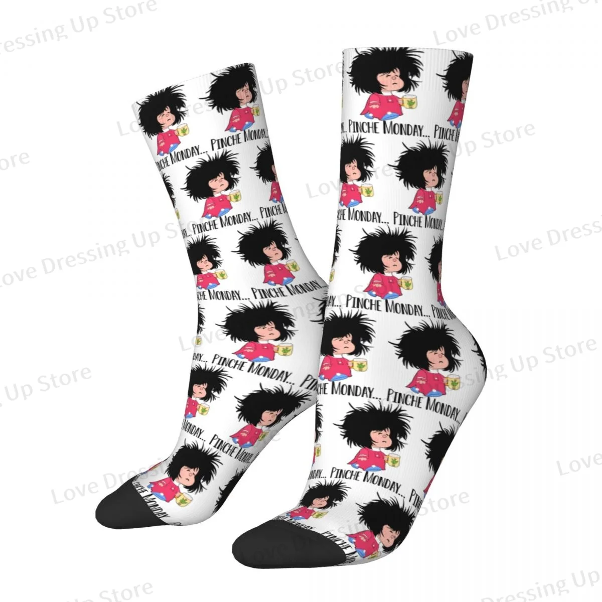 Pinche Monday Funny Mafalda Unisex Winter Socks Warm Happy Socks Street Style Crazy Sock