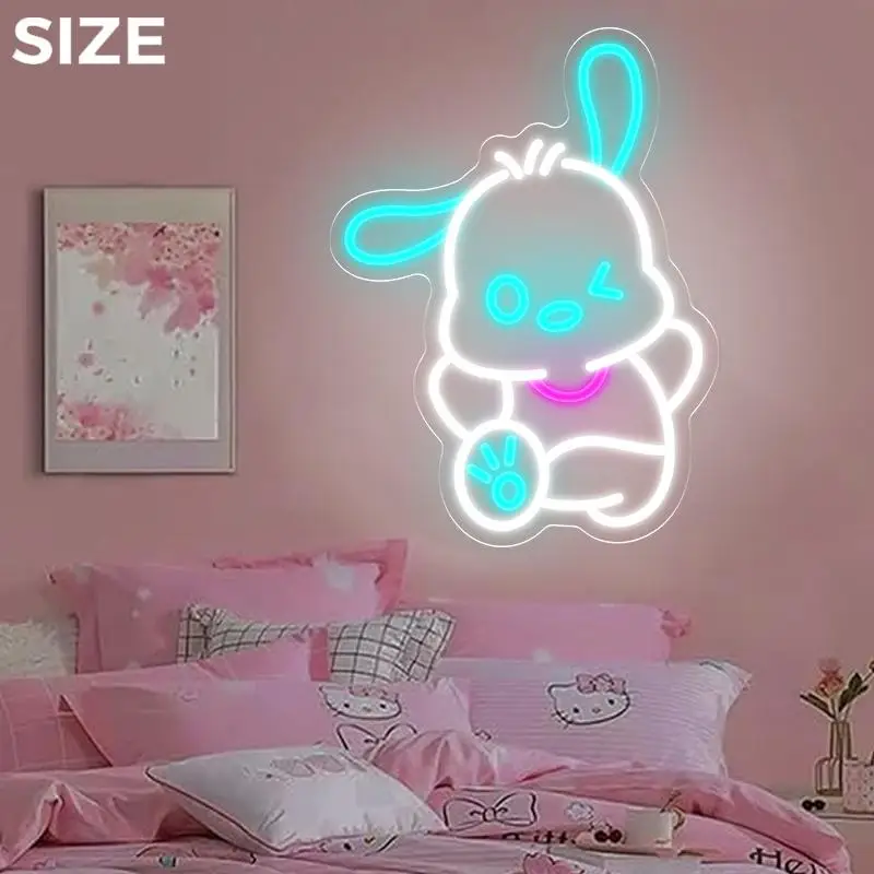 

Sanrio Cute Pacha Dog Неоновая вывеска Настенный декор Светодиодный неоновый свет с милыми животными с регулируемой яркостью для детского сада Декор магазина игрушек Подарки на день рождения
