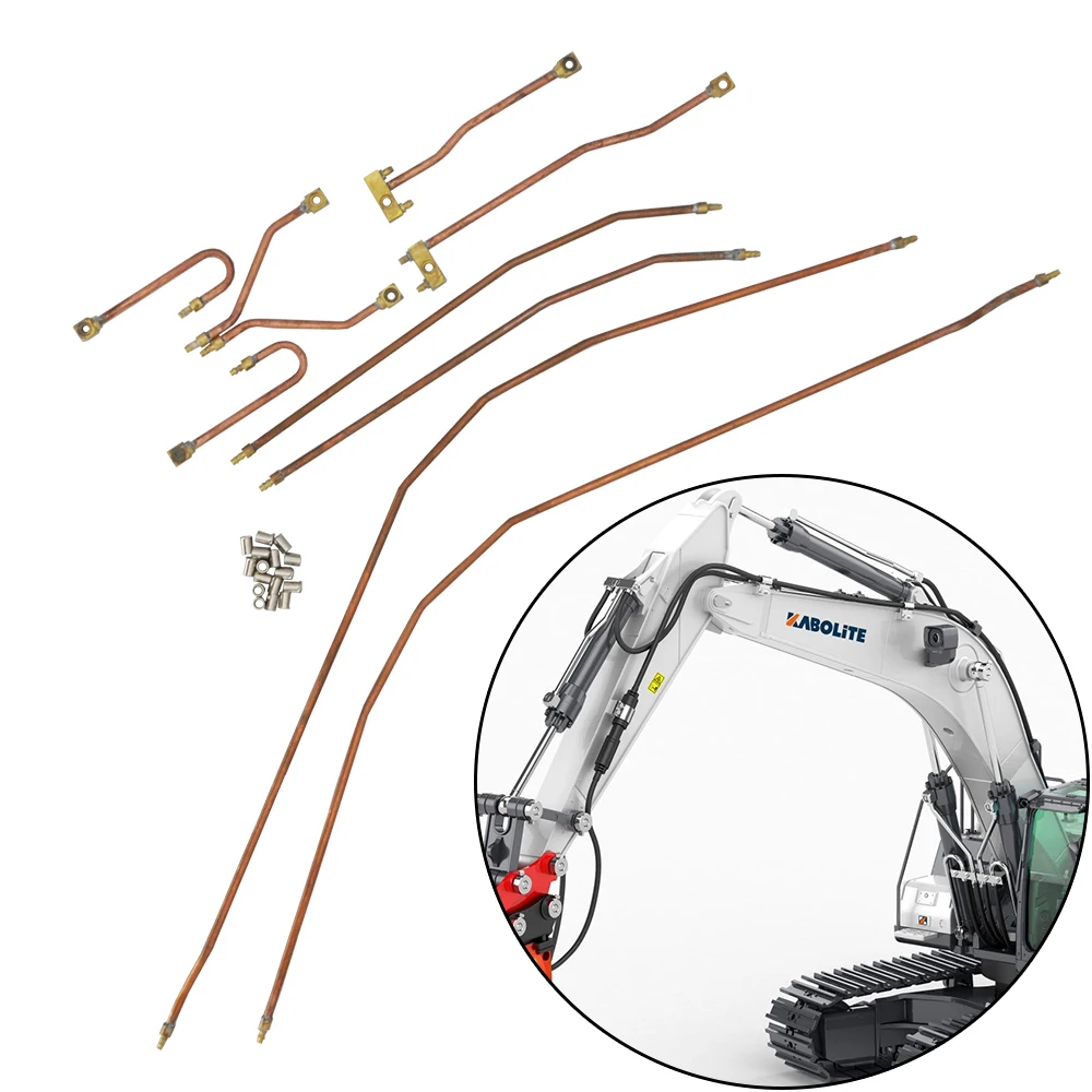 Upgrade HUINA K336 K961S Excavator Hydraulic Copper Pipe Kit For 1/14 RC Kabolite 336GC 961 Parts