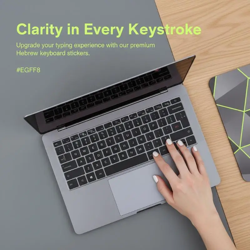 

Наклейки с иероглифами на клавиатуре на иврите, 1 лист, съемная прозрачная пленка для клавиатур ноутбуков, инструмент для изучения языков, для дома и школы