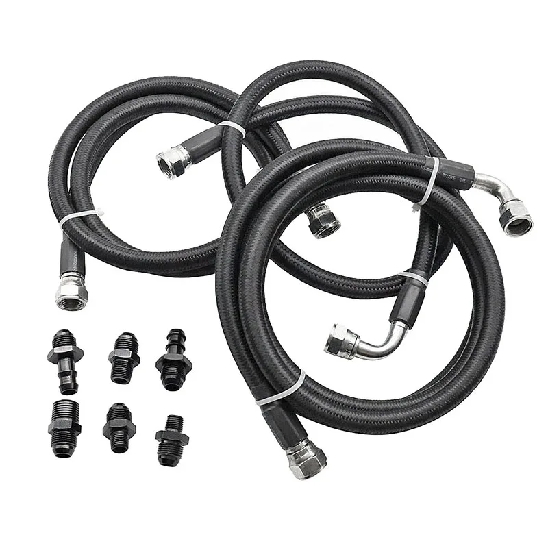 

AU05 -47RE Transmission Cooler Lines Kit Hoses SS For 96-02 Dodge Ram Cummins 5.9L