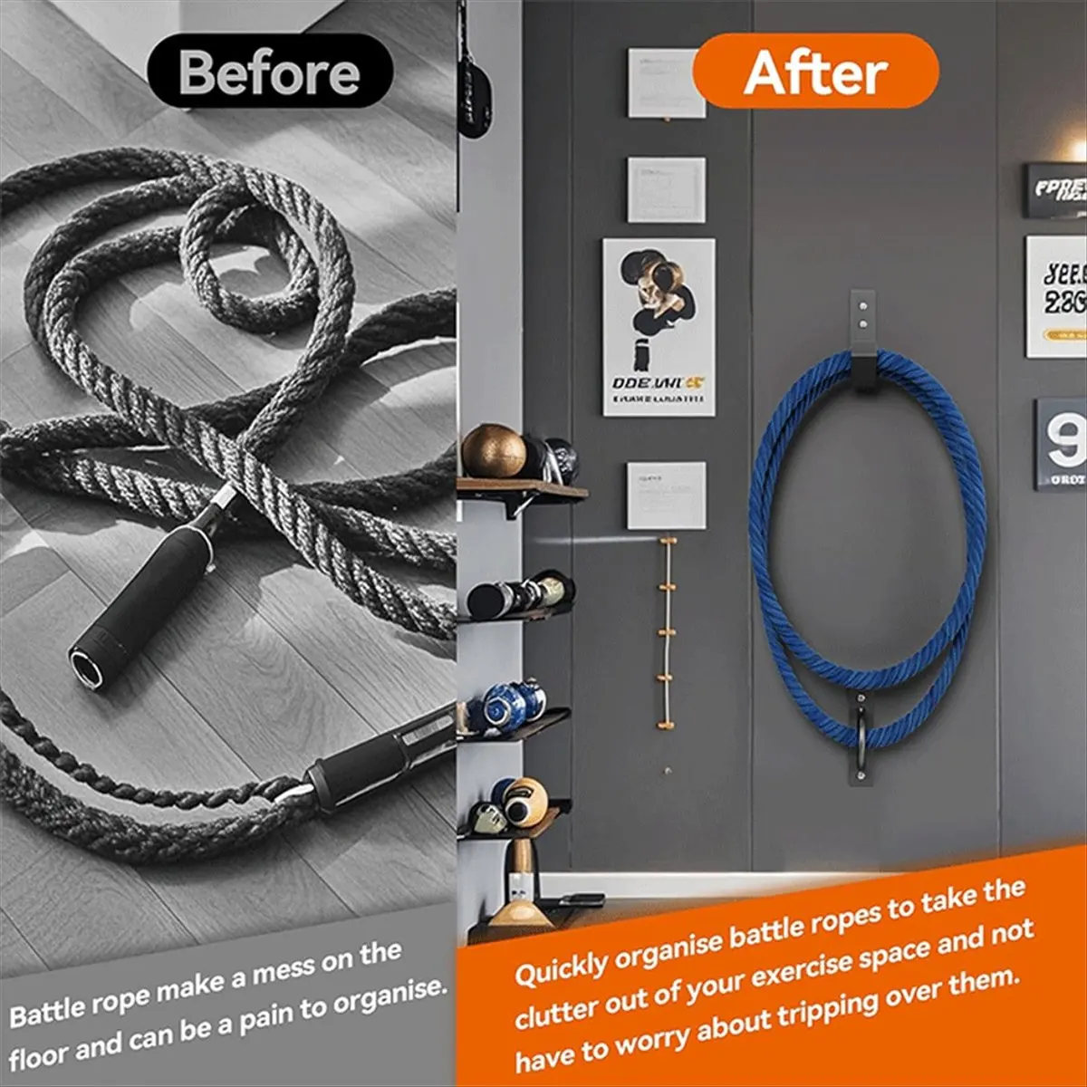 

A78I Rope Wall Anchor Kit Wall Mounted Training Rope Storage Tool Fitness Rope Wall Mount