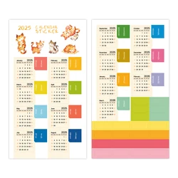 2025 Mini Calendar Stickers with Cute Cat Design,2 Sheets Monthly Index Tabs Planner Adhesive Divider for Your Planner and Diary