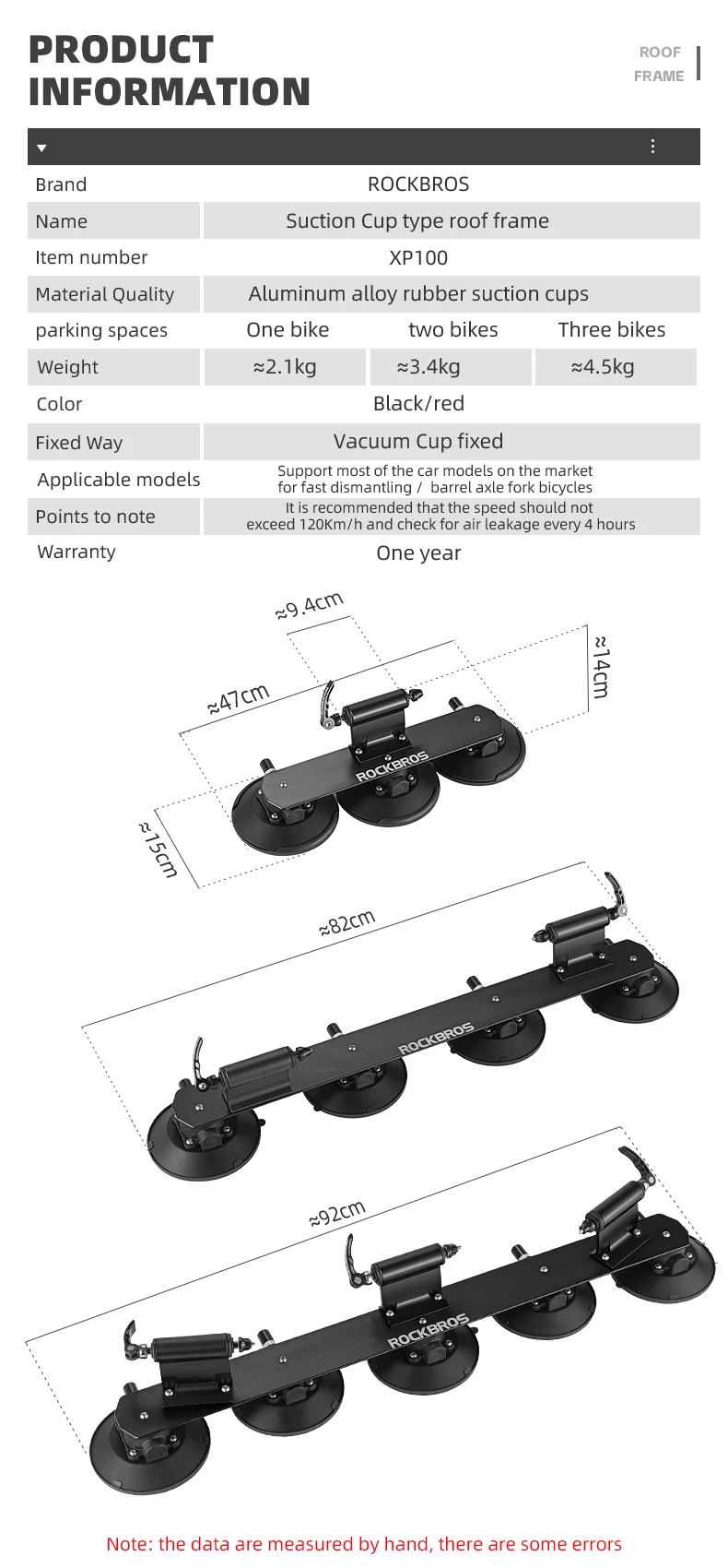 ROCKBROS Fahrrad-Auto-Racks, Fahrrad-Saugnäpfe, Dachträger, Fahrraddachhalter, schnelle Installation, MTB, Mountainbike, Rennrad, Zubehör – Detail 5
