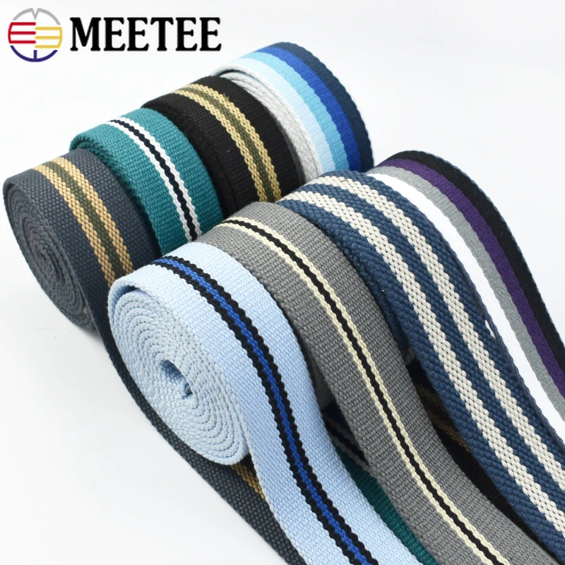 

2Meters 38mm Stripe Canvas Webbing Band for Bag Strap Waistband Cotton Ribbon Tape Garment Decor Bias Binding DIY Accessories