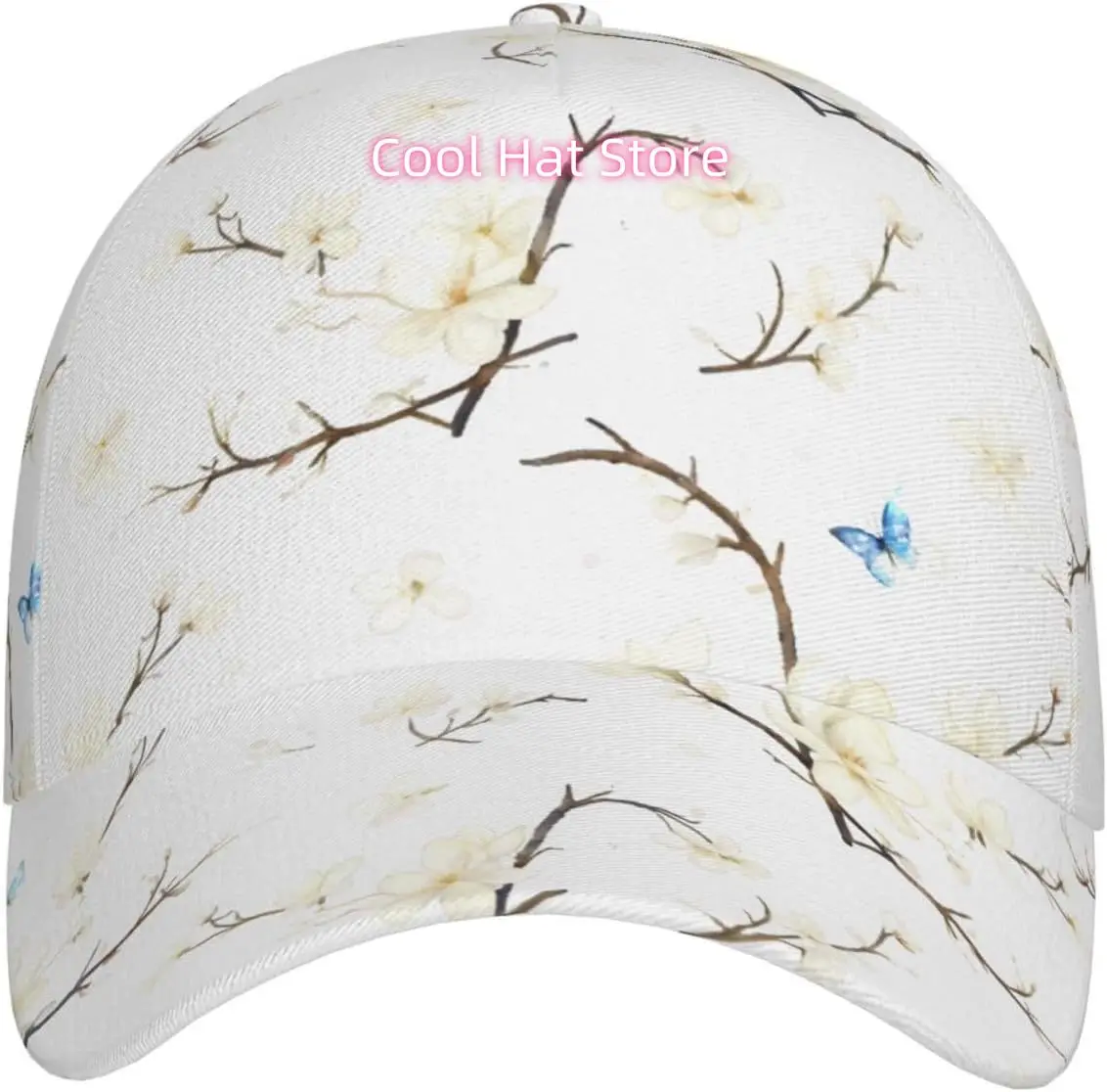Branch Flowers Pattern Baseball Cap Adjustable Cotton Baseball Hat for Sports, Outdoor, Travel Gifts for Men Black