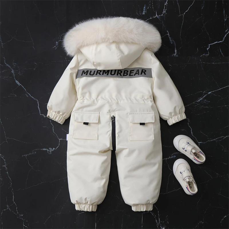 Children Winter Jumpsuit Thicken Boys Ski Suit Warm Baby Snowsuit Waterproof Boys Overalls Hooded Girls Jacket Clothes 2-5Years