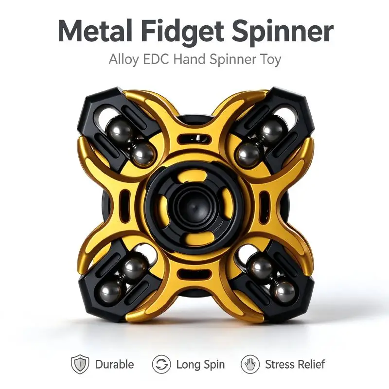 Cool Fidget Spinner Metal Alloy Hand Spinner Toy with Luminous Beads Stress Relief EDC Fidget Toy for Adults Kids Gift