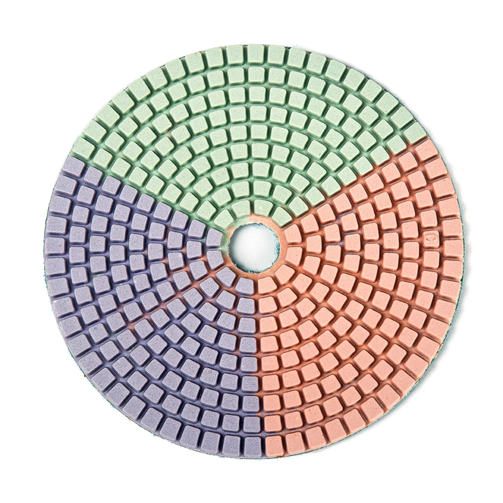 4 Inch 100mm 3-Colors Wet Diamond Polishing Pads Granite Abrasive Polishing Tool Stone Marble Concrete Floor Grinding Sheet Disc