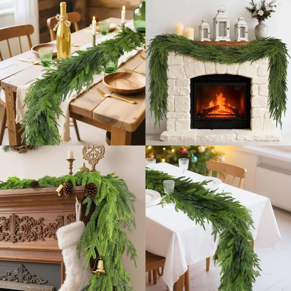 

Realistic Artificial Pine Garland for Christmas and Winter Holidays - Ideal for Indoor and Outdoor Decorations