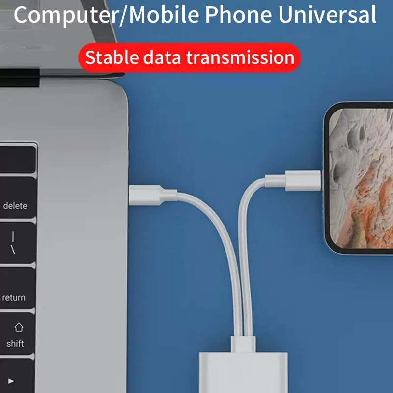 Pembaca kartu OTG Tipe C Lightning ke SD TF, adaptor kartu memori 2 In 1 untuk PC Laptop iPhone Multi-Smart Card Reader tanpa perlu aplikasi