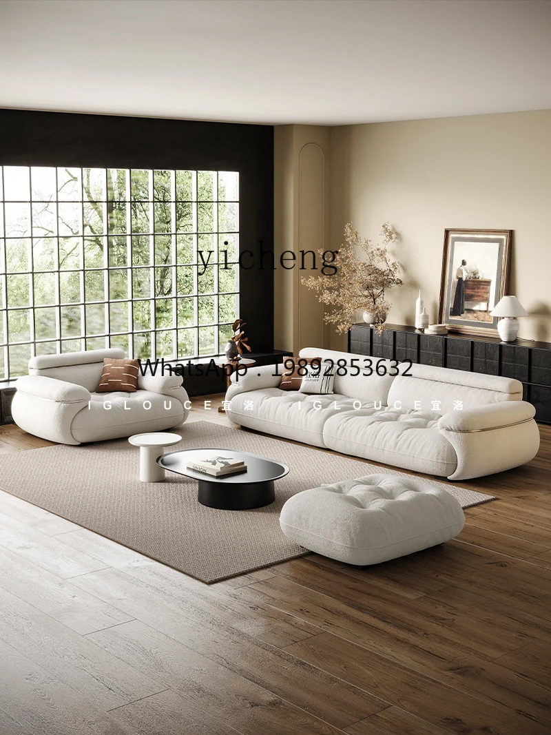 ZZZf Sofa Fabric Minimalist Living Room Small Apartment Designer Model Cream Style Straight Row Sofa