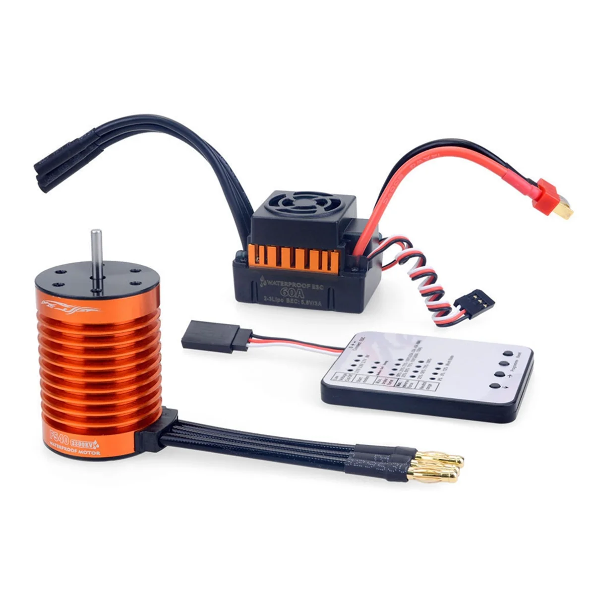 

AU32-Waterproof F540 4370Kv Rc Brushless Motor with 60A Esc and Card Combo Set for Rc Car