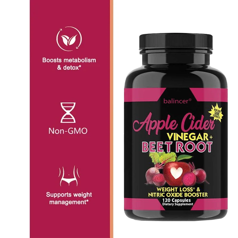 Balincer Apple Cider Vinegar + Beetroot Extract Capsules | Metabolism + Energy Support | Healthy Weight Loss, Diet, Digestion