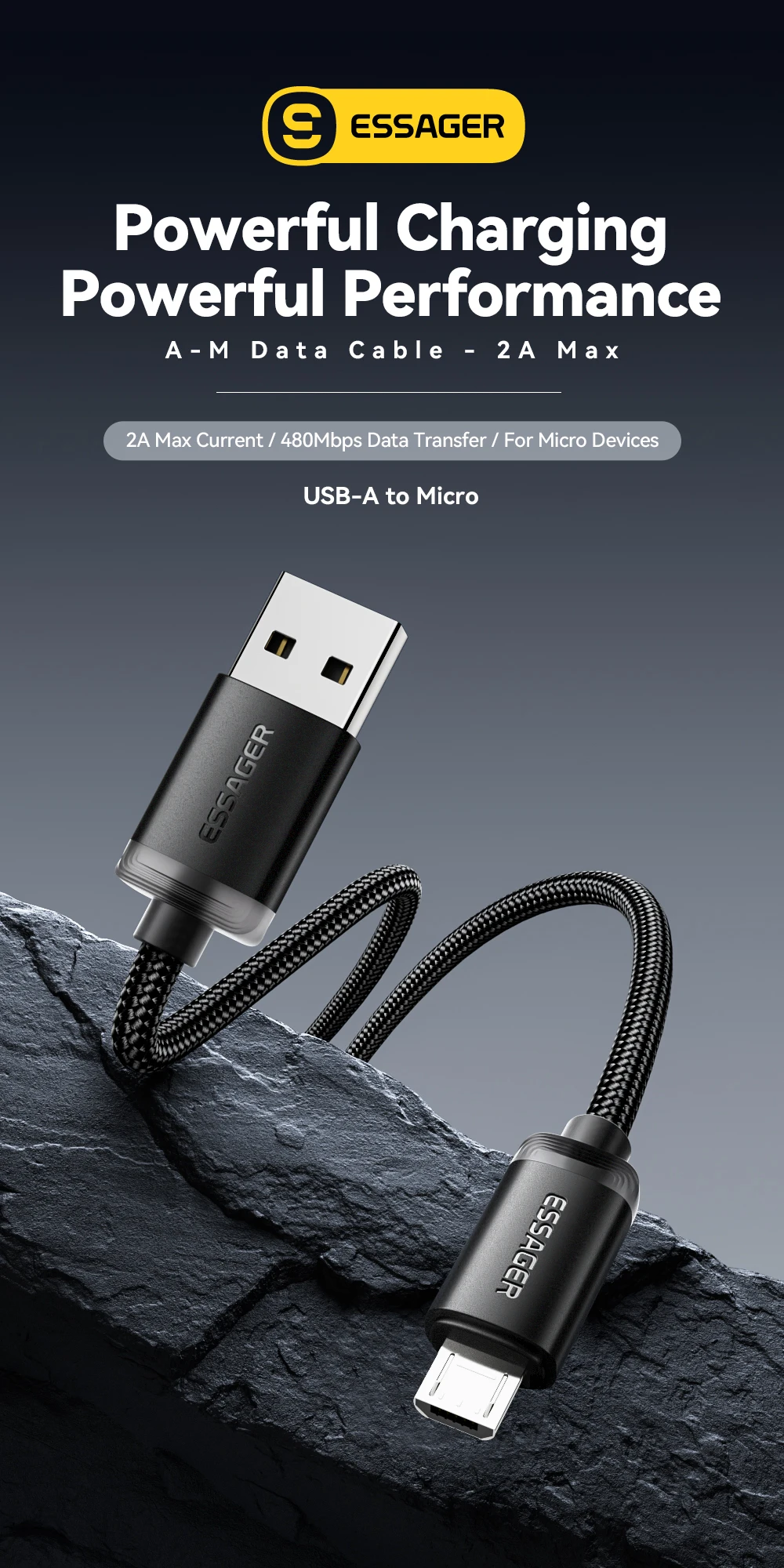 Essager Micro-USB-Kabel 2A Schnelllade-USB-Kabel für Xiaomi Realme Redmi Samsung Huawei Handy USB-Datenladegerät Kabel 3M – Detail 1
