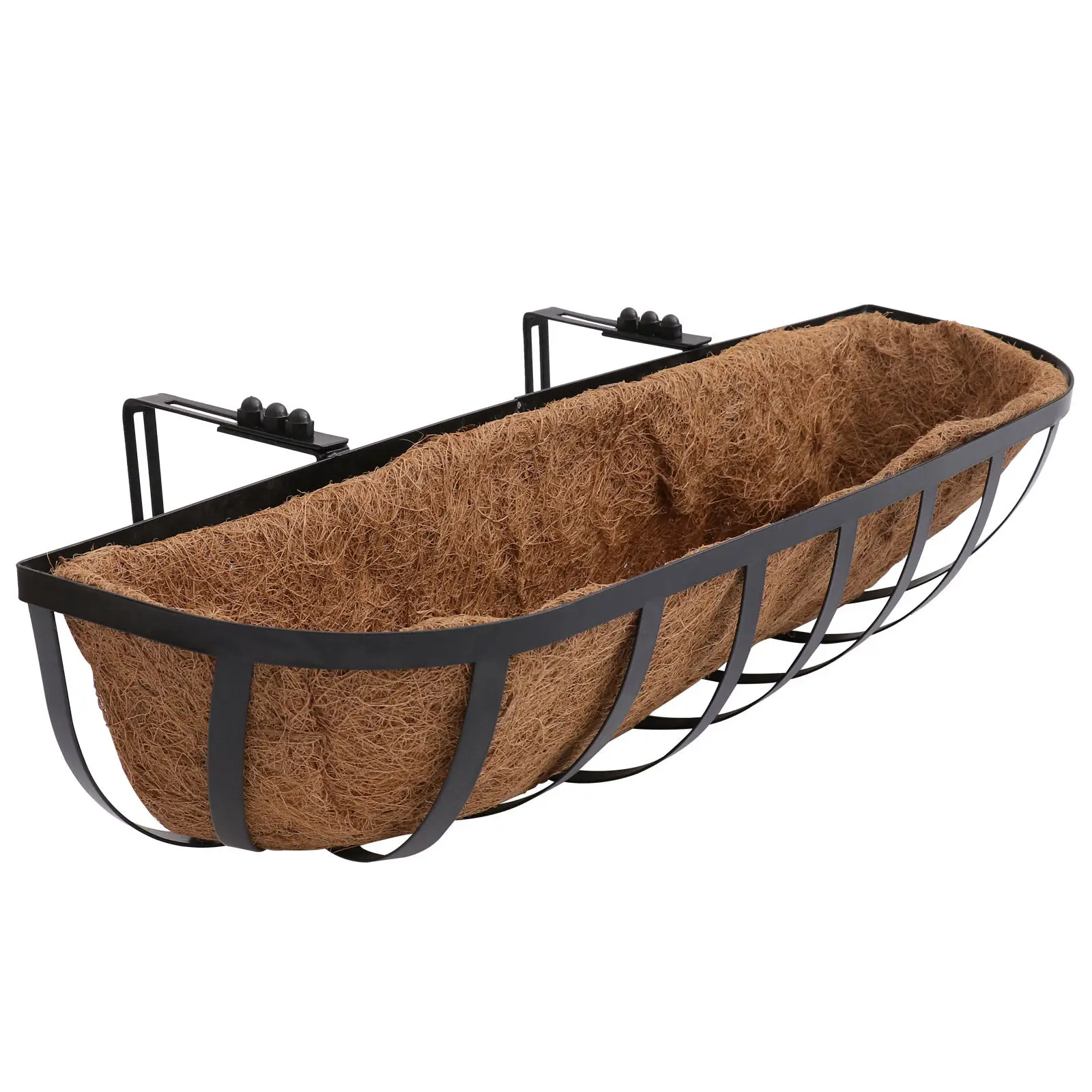 

1Pcs Coconut Palm Wall-Mounted Flower Basket Iron Art Hanging Flowerpot Light Brown for Home Office Decoration Planter Holder