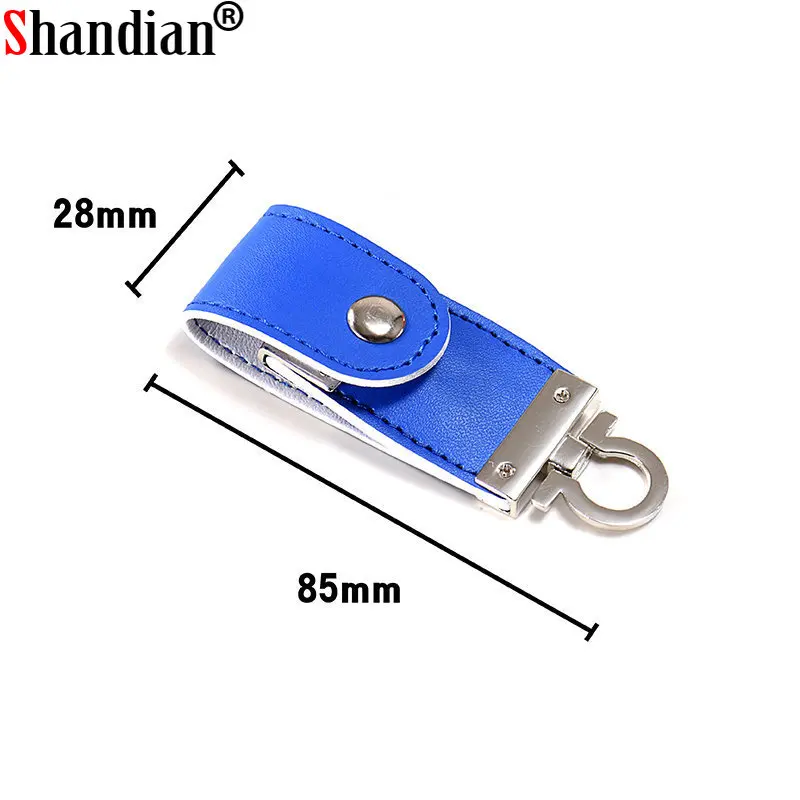 SHANDIAN Flash Drive USB 2.0 Kulit Putih 64GB Pen Drive Kecepatan Tinggi Gratis Logo Kustom Stik Memori Hadiah Bisnis Kreatif U Disk