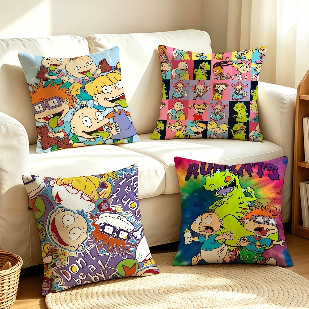 Cartoon R-Rugrats-S cushion cover Soft Smooth Pillow Case Hidden Zipper Washable Decorative Couch Office Gift