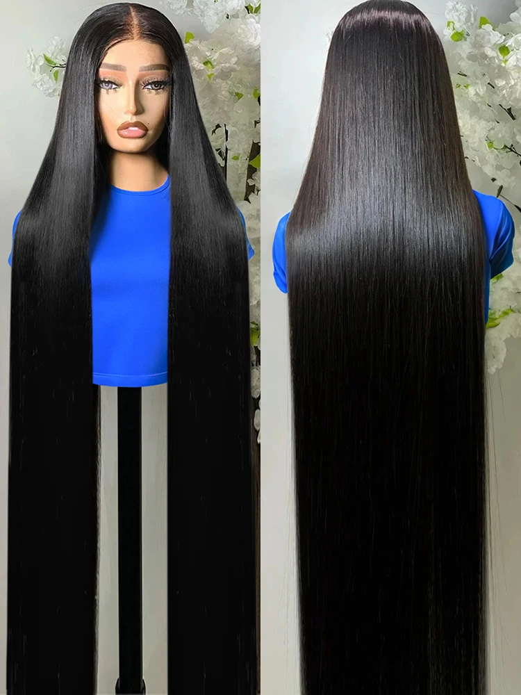 

350 Density 40 46 Inch 360 Straight Full Lace Front Wig Human Hair Glueless 13x4 13x6 HD Lace Frontal Wigs For Women Pre Plucked