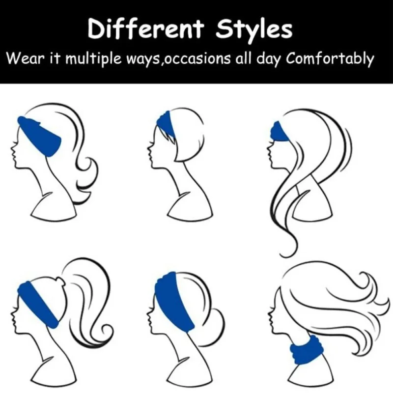 3 Pack, Solid Color Sports Sweat-Wicking Stretch Everyday Headbands for Women's Casual, Solid Color Elastic Headbands