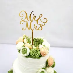 3pcs Mr & Mrs Acrylic Cake Toppers Wedding Valentine's Day Cupcake Topper For Wedding Party Cake Decorations