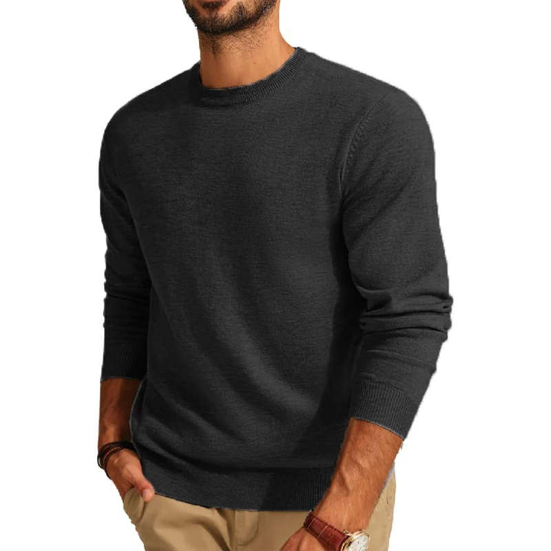 Men's Long Sleeve Sweaters Crew Neck Basic Lightweight Knitted Pullover Shirts Autumn Warm Streetwear Outdoor Jogger Coats