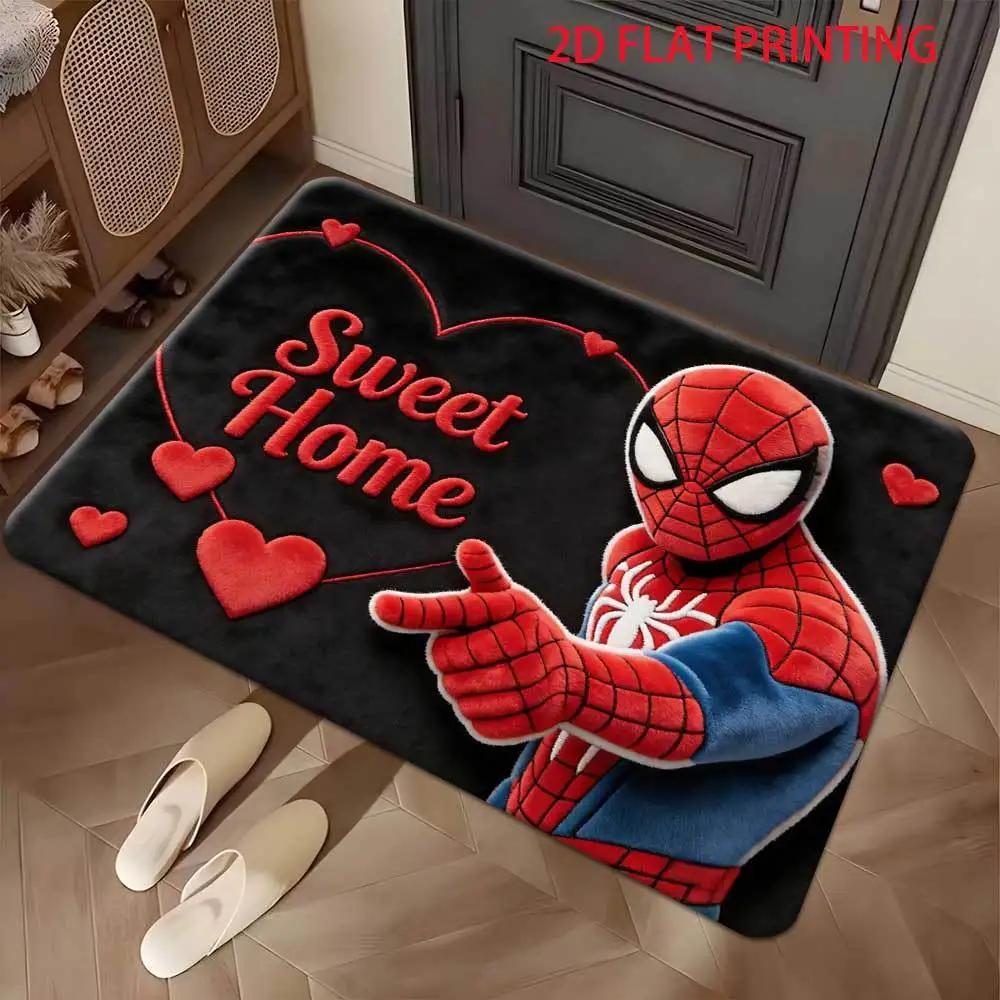

1 шт. Дверной коврик Marvel с 2D-печатью, из полиэстера, с изображением Человека-паука | Подходит для входных групп, дверей спален и ванных комнат, легко чистится.