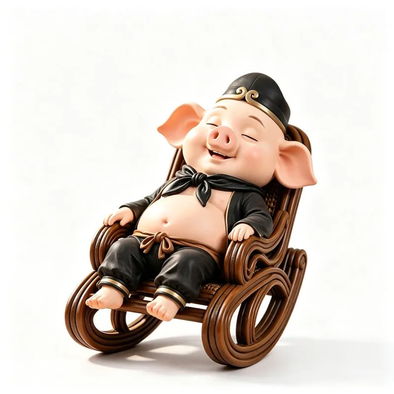 Cute Pig Rocking Chair Desk Ornament Healing Office Stress Relief Decorative Figurine for Entryway Creative Festival Birthday