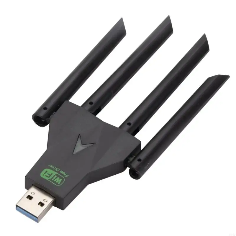 การ์ด C90F USB WiFi ที่มีเสาอากาศปรับ 4 ตัว 1300Mbps การเพิ่มสัญญาณแบนด์สองวงสำหรับคอมพิวเตอร์แล็ปท็อปเดสก์ท็อป