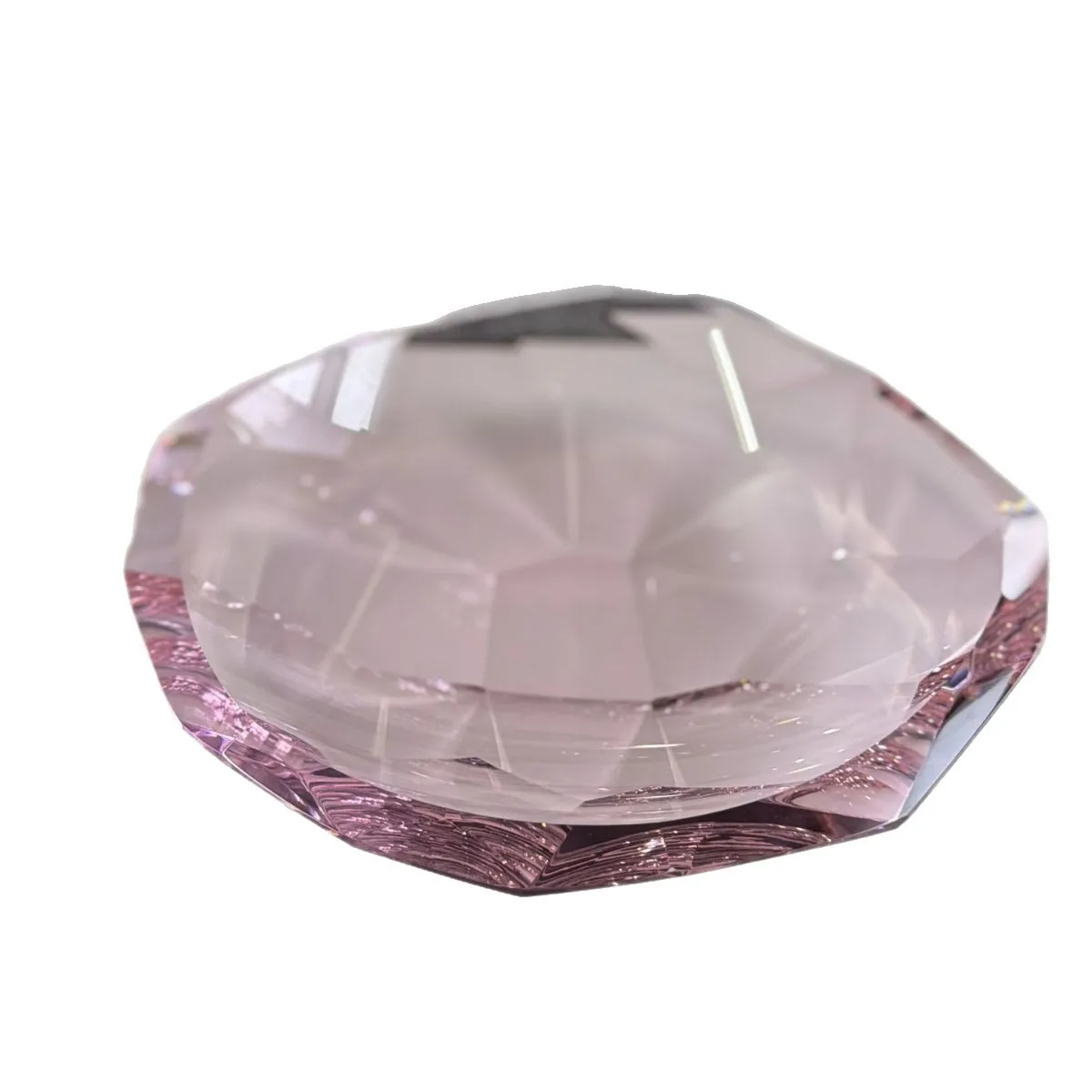 Geometric creative pink crystal glass fruit plate light luxury living room dried fruit home ornament
