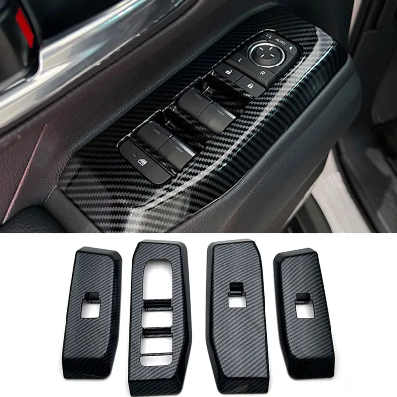 Для Toyota Prado LC250 2024, модифицированное управление подъемом оконного стекла, специальная рамка кнопки переключателя, узор из углеродного волокна/черный