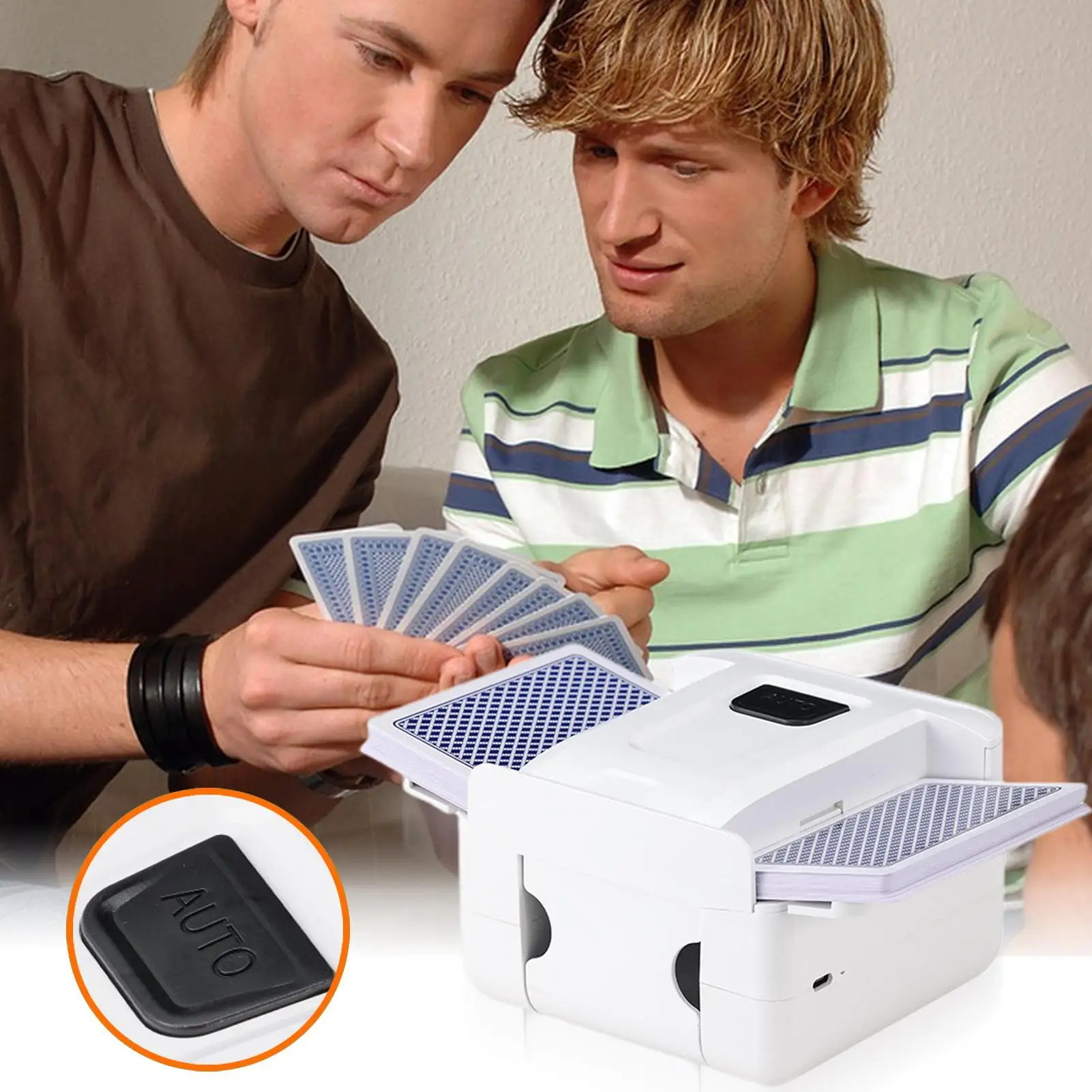 Máquina batidora de tarjetas, accesorio portátil para tarjetas, máquina batidora recargable para acampar, reunión diaria en el lugar de trabajo familiar