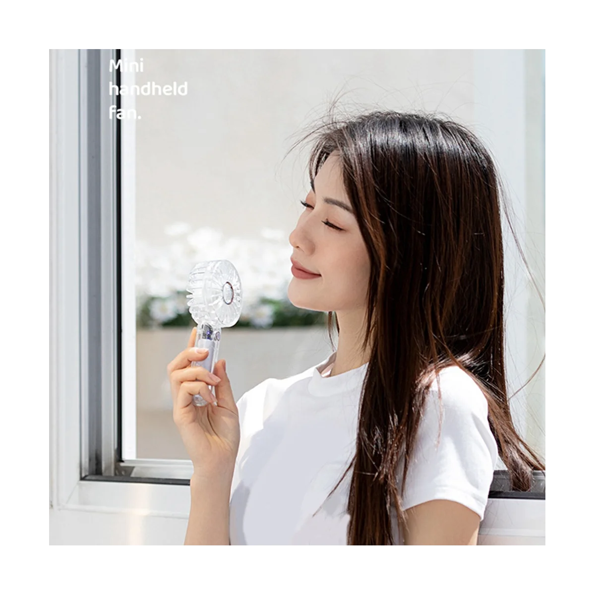 2000MAh Transparent Shell Mini Handheld Fan 3 Gear Air Cooling USB Battery Portable Fan with Light-ABLM