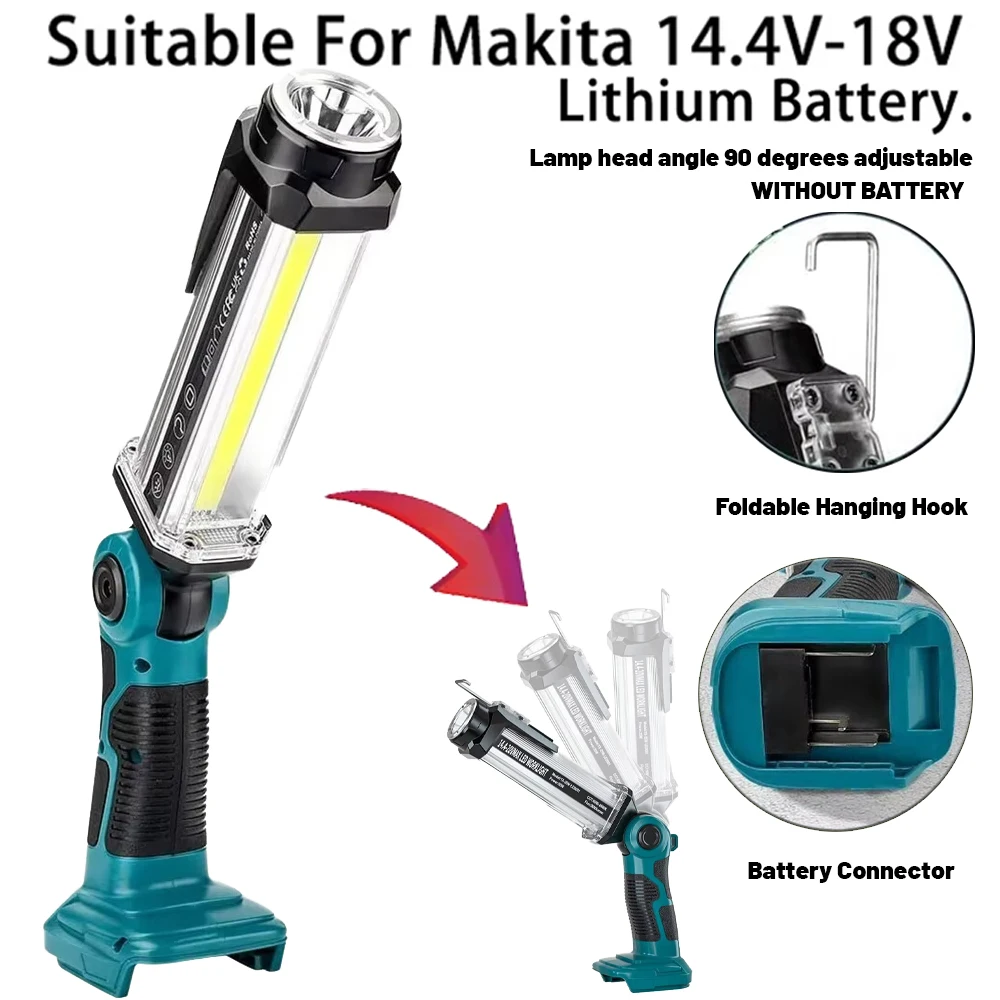 

Светодиодный рабочий фонарь для Makita 18 В, литий-ионный аккумулятор, фонарик, инструмент, портативный прожектор, 35 Вт, аварийное освещение с USB