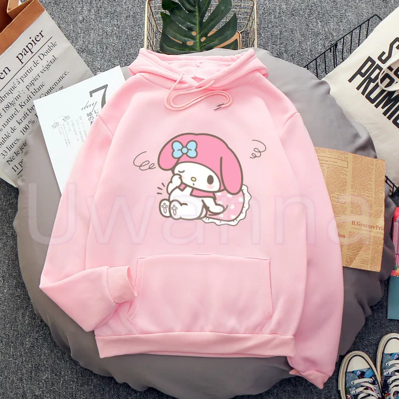 

Kawaii My Melody Hoodies Women Graphic Harajuku Loose Hoodie Cute Long Sleeved Hoody Winter Female Sweatshirt Clothing