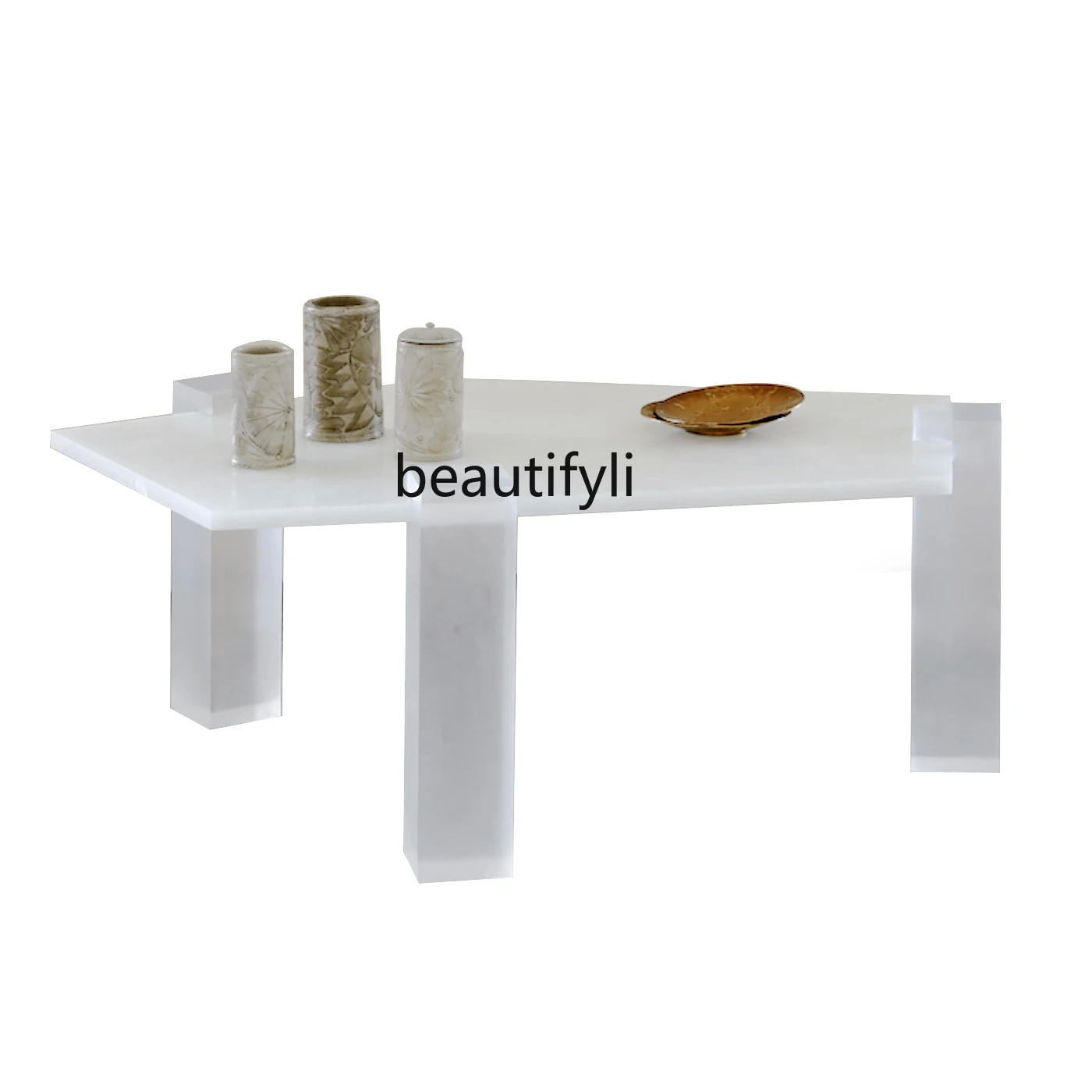 

zqWhite Crystal Large and Small Apartment Irregular Acrylic Simple Corner Table Silent Style Tea Table