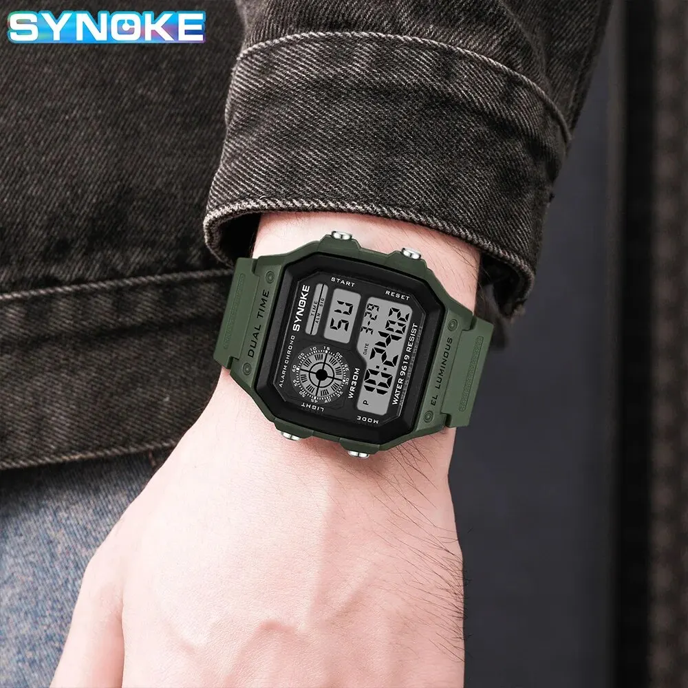 SYNOKE Digital Watches Men Sports Luminous Multifunction Waterproof Chrono Wristwatch Outdoor and Running Student Seven Light