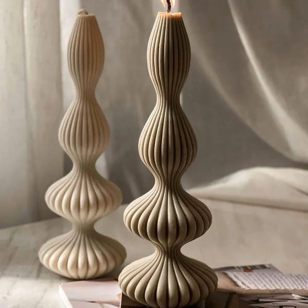 Large Striped Vase Column Candle Mold for DIY Long Striped Vase Shape Roman Column Aromatherapy Candle Plaster Silicone Mold