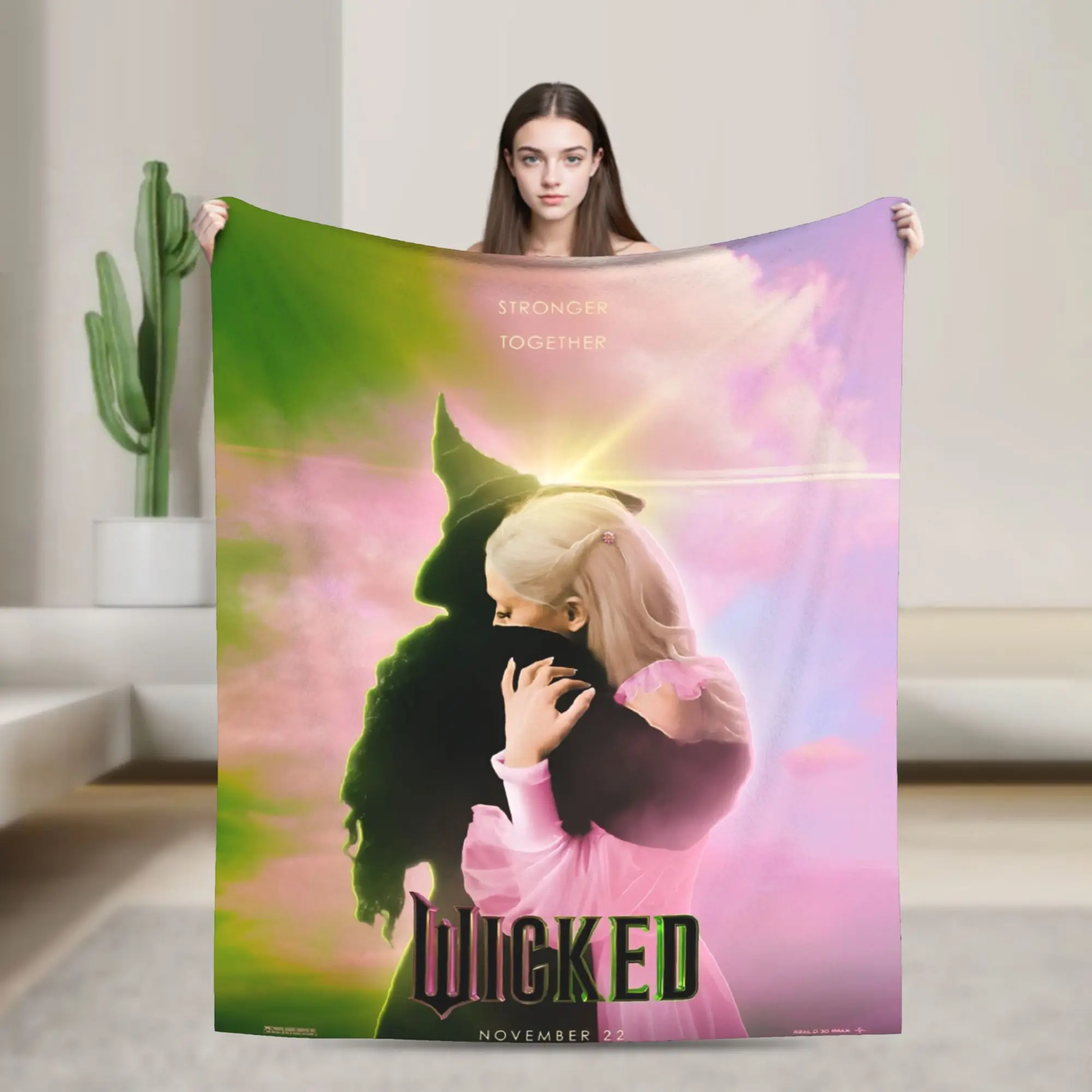 سوبر شريرة الفيلم الموسيقي 2024 رمي بطانية قسط الصوف الفانيلا خفيفة الوزن بطانية سرير الدافئة بطانيات قطيفة استخدام كل موسم