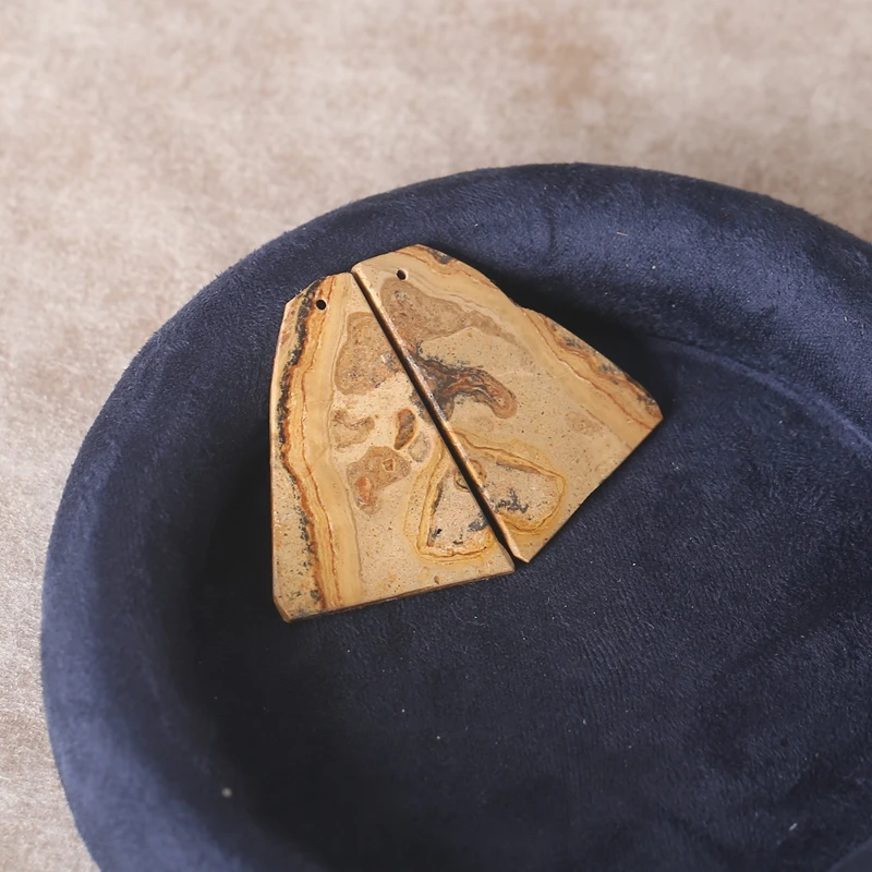 B & F المرأة أقراط الحجر الطبيعي الأصفر رصدت الكتلة شكل الخرز 37x26x2 مللي متر 6.3 جرام لتقوم بها بنفسك مجوهرات حفلة هدية