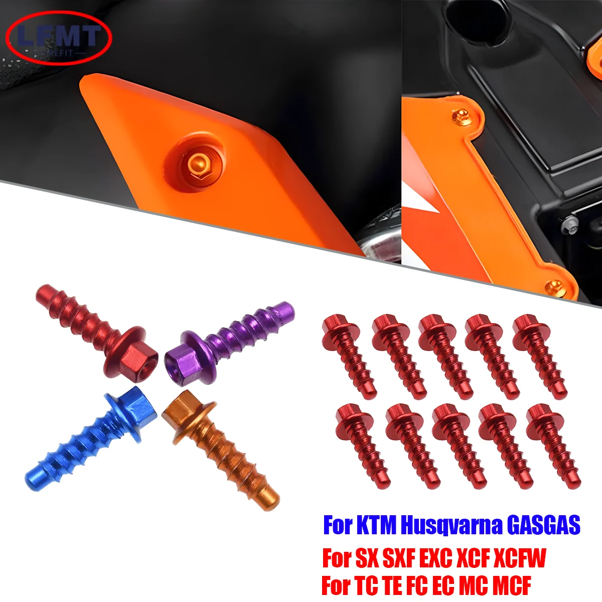 Für KTM Motocross SX SXF XC XCW XCF EXC EXCF 10 Stücke CNC Selbstschneidende Schraube Bolzen Kit 125-530 2004-2021 2022 2023