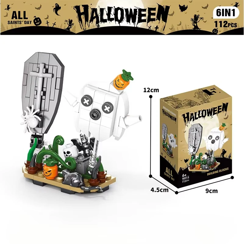 TOYLINX Modello fai da te Serie Halloween Set di blocchi di costruzione Casa di zucca Giocattolo educativo da costruzione Regali per bambini Decorazione