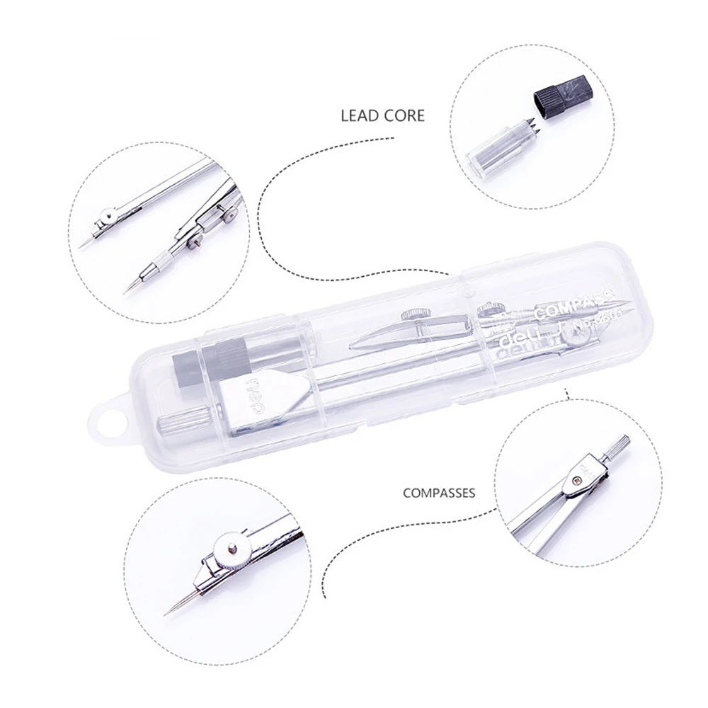 Компас для рисования из нержавеющей стали, математические геометрические инструменты для кругов, школьные принадлежности для студентов, канцелярские принадлежности серебристого цвета