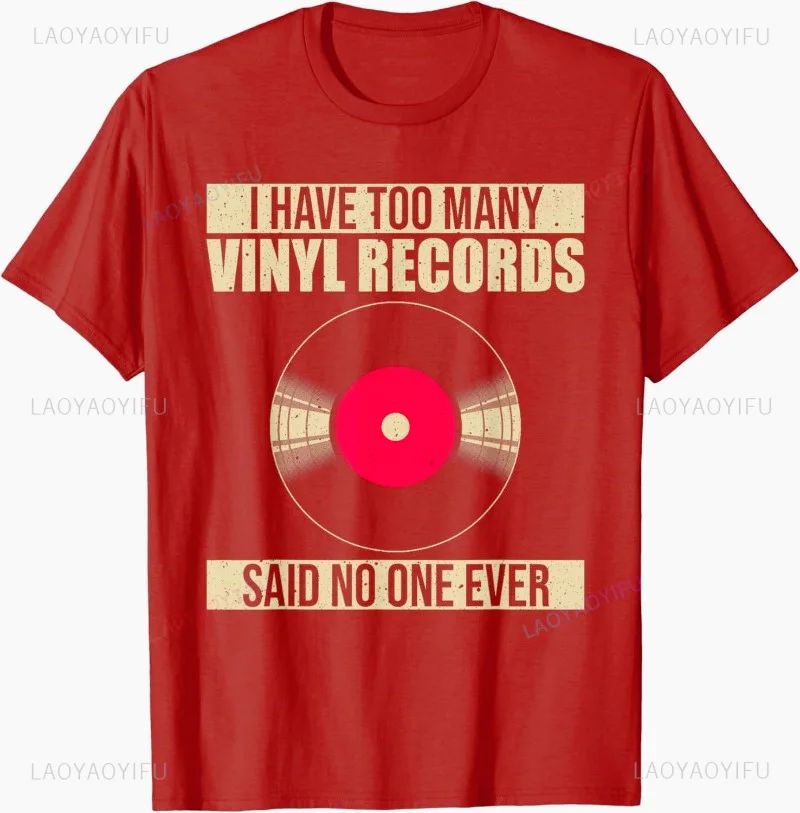 Cool Vinyl Record Printing Man\'s Tshirt LP Record Lover Music Artist Graphic T-Shirt Nostalgia Old School Style Cotton T Shirts