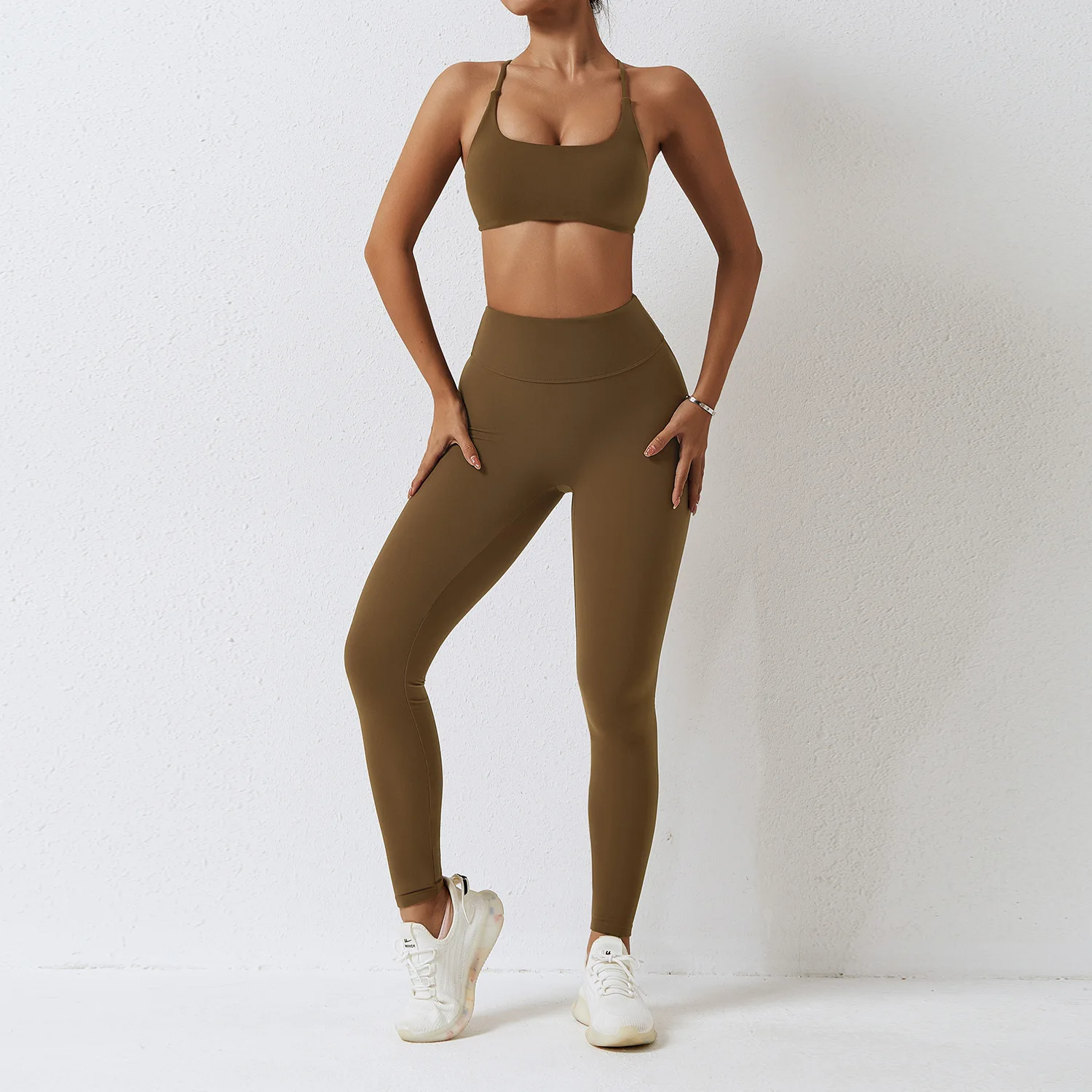 Yoga Fitness Sportswear Set para Mulheres, Ginásio Set, Sutiã Esportivo, Leggings, Roupas de Treino, Desgaste Atlético