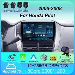 Car Radio Android 15 Carplay Auto For Honda Pilot 2006 2007 2008 Multimedia Video Player GPS Navigation Stereo WIFI+4G Head Unit