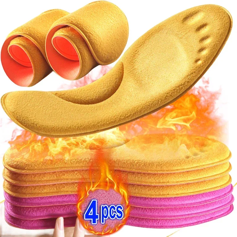 

Winter Fur Self Heating Insoles Foot Thermal Thicken Non Slip Insole Memory Foam Shoe Pads Warm Sports Shoes Inserts Women Men