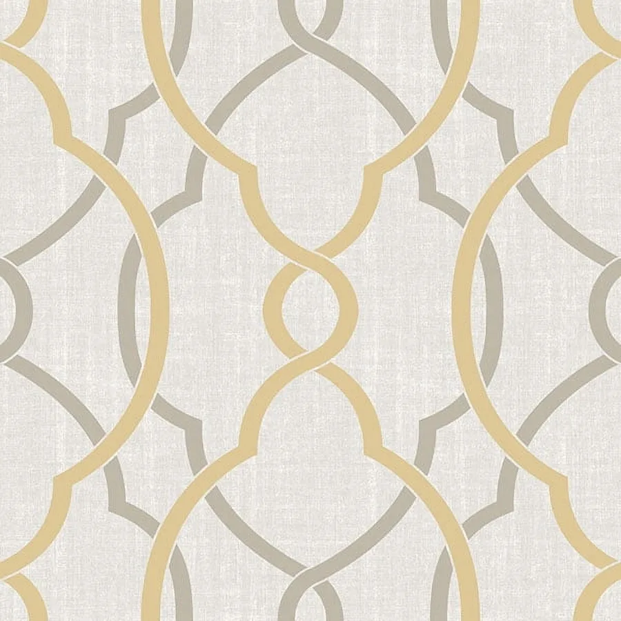 

Sausalito Taupe And Yellow Vinyl Peel And Stick Wallpaper 216-in by 20.5-in 30.75 sq. ft.
