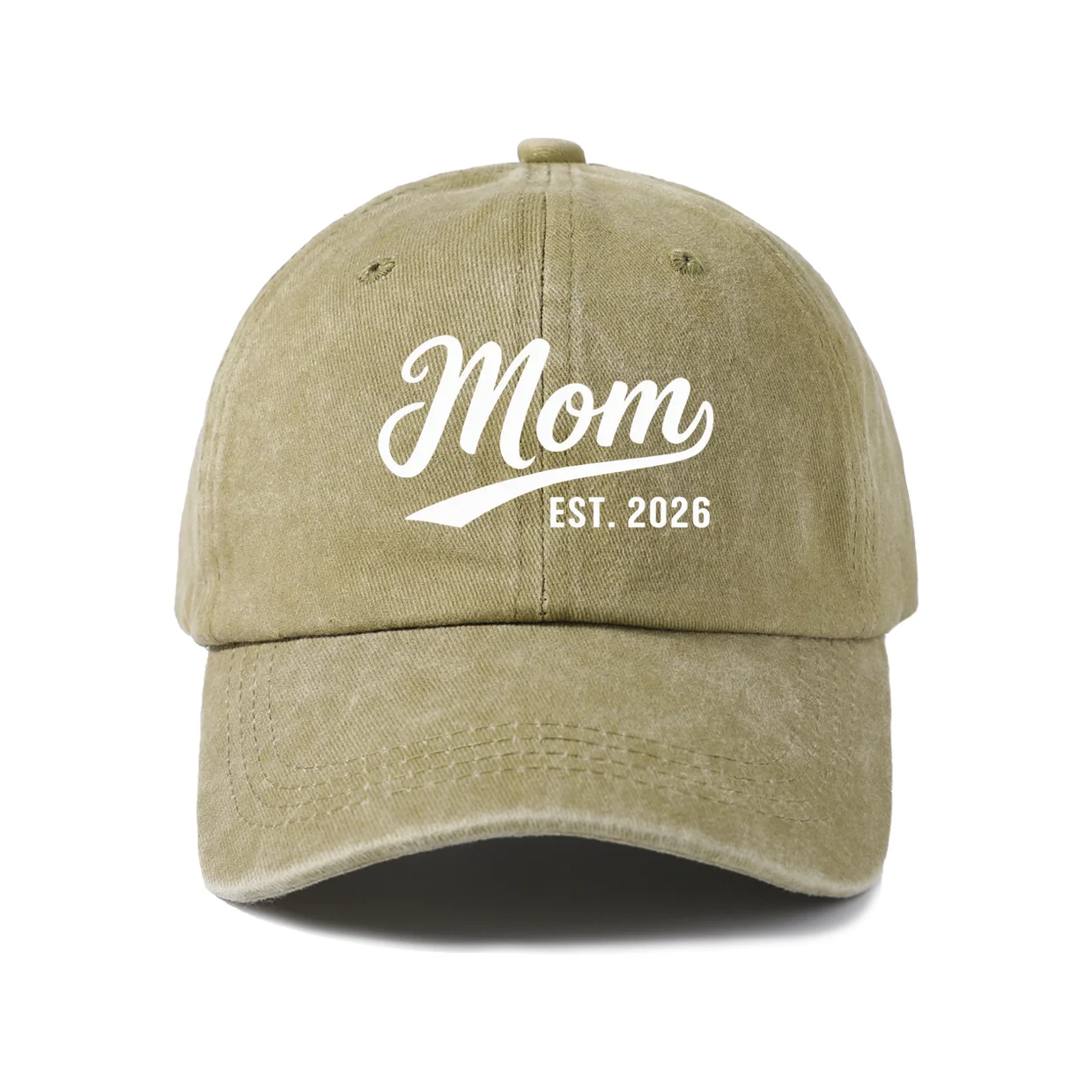 Mom Established 2026 Graphic Baseball Cap, Vintage Washed Adjustable Unisex Dad Hat, Streetwear Gift